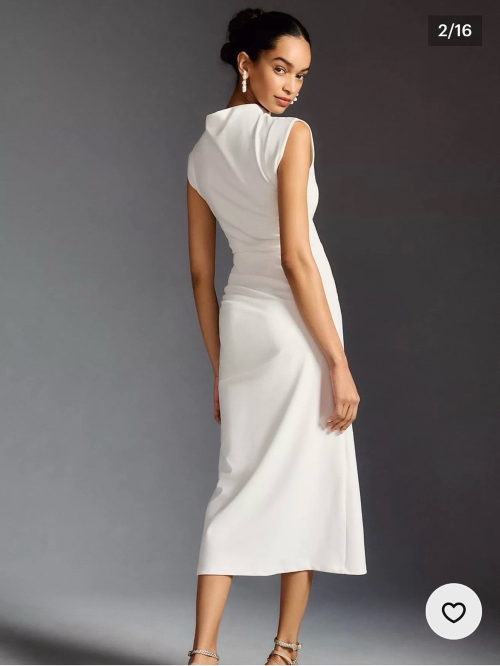 Anthropologie Maya Ruched Elegant White Midi Dress